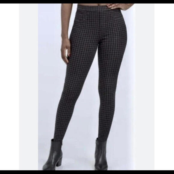 SPANX gray black houndstooth skinny stretch pants - Picture 1 of 6